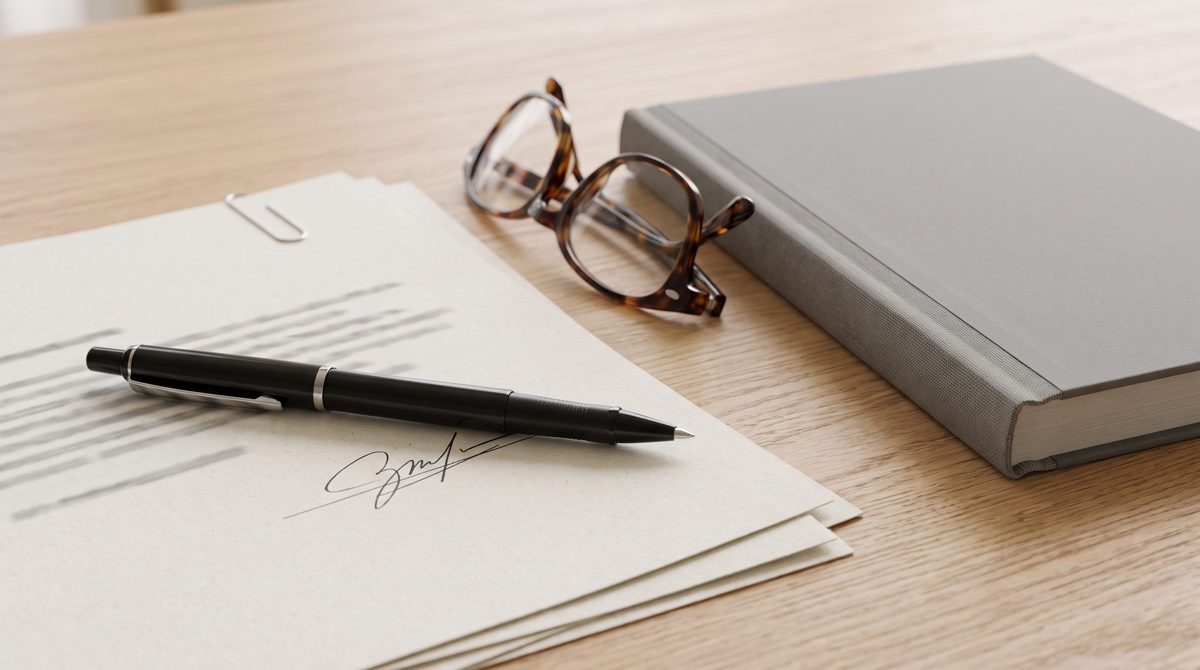 Contrat de travail signé sur un bureau